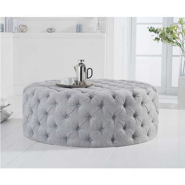 Milano Grey Plush Large Round Footstool