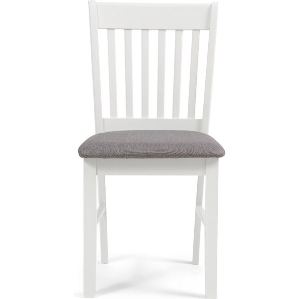 Amalfi White Dining Chairs with Grey Fabric Seats - White, 2 Chairs