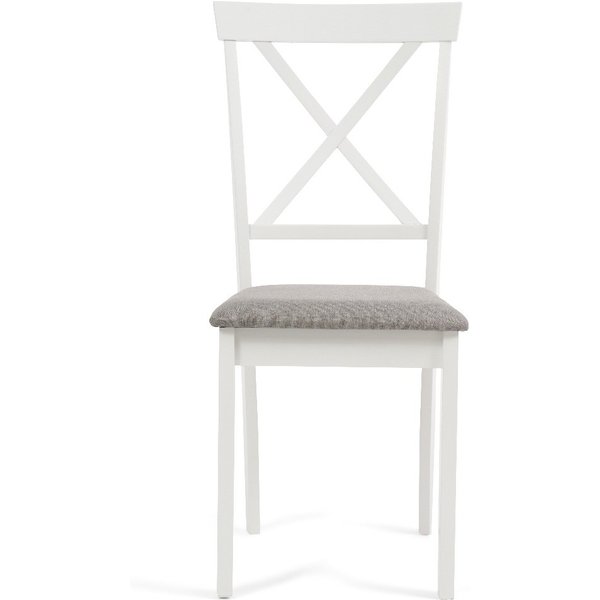 Epsom White Dining Chairs with Fabric Seats - Oak and White, 2 Chairs