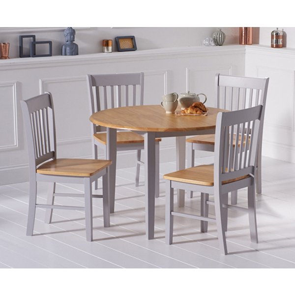 Amalfi Oak and Grey Extending Dining Table with Chairs - Oak and Grey, 4 Chairs