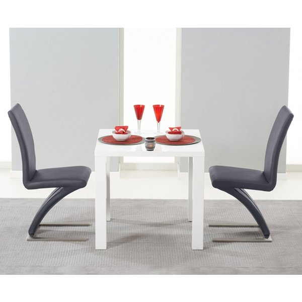Atlanta 80cm White High Gloss Dining Table with Hampstead Z Chairs