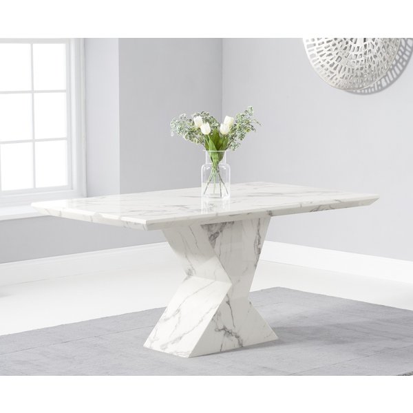 Aaron 160cm Marble White Dining Table