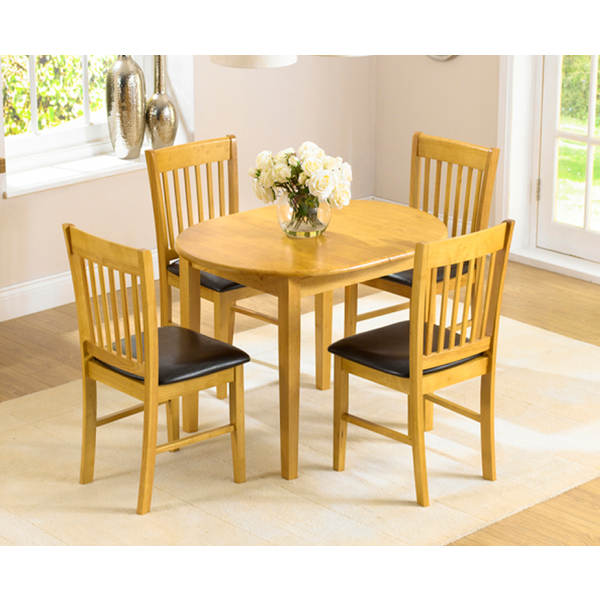 Amalfi Oak 107cm Extending Dining Table and Chairs - Brown, 4 Chairs