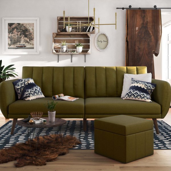 Brittany Linen Sofa Bed Green