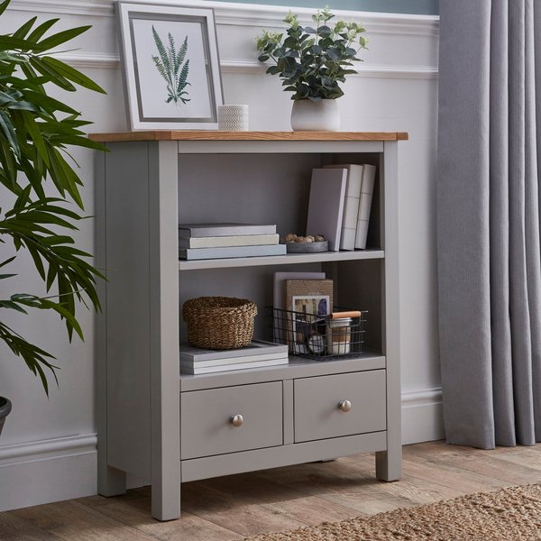 Bromley Grey Low Bookcase Grey and Brown