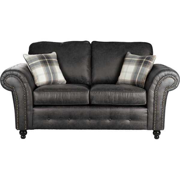 Oakland Soft Faux Leather 2 Seater Sofa Black