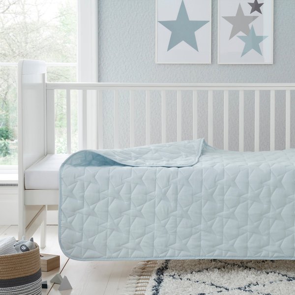 Coverless Star 100% Cotton 4 Tog Cot Quilt Blue/White