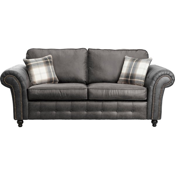 Oakland Soft Faux Leather 3 Seater Sofa Black