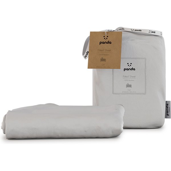 Pack of 2 Panda Kids Bamboo White Cot Fitted Sheets White