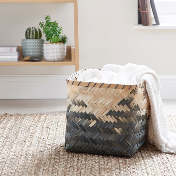 Black Bamboo Ombre Basket Black and Beige