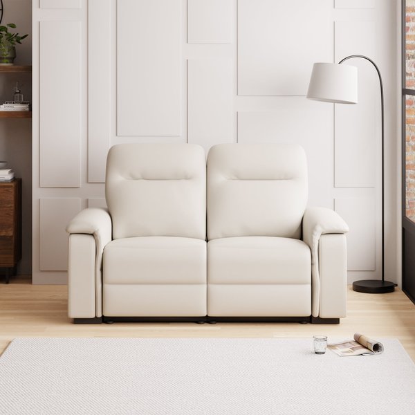 Bianca Matte Faux Leather Electric Reclining 2 Seater Sofa Ivory