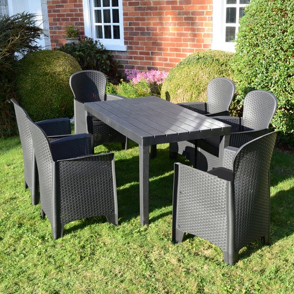 Trabella Roma 6 Seater Dining Set with Sicily Chairs Grey
