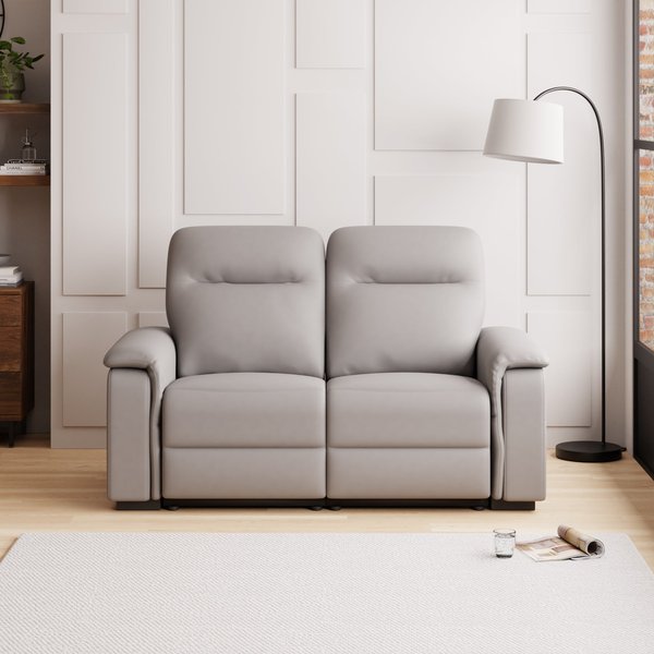 Bianca Matte Faux Leather Electric Reclining 2 Seater Sofa Grey