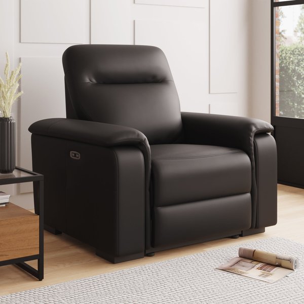 Bianca Matte Faux Leather Electric Reclining Armchair Black