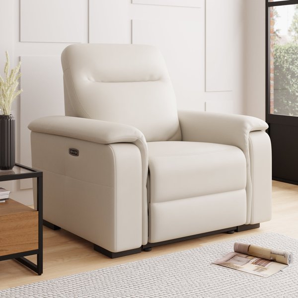 Bianca Matte Faux Leather Electric Reclining Armchair Cream
