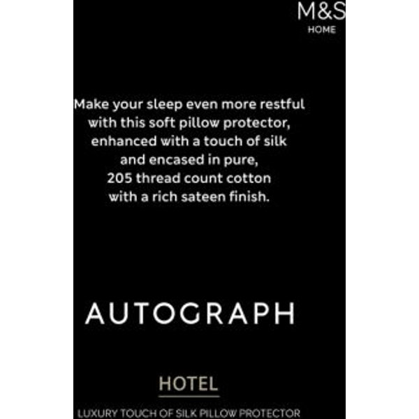 M&S Autograph Touch of Silk Pillow Protector - White, White