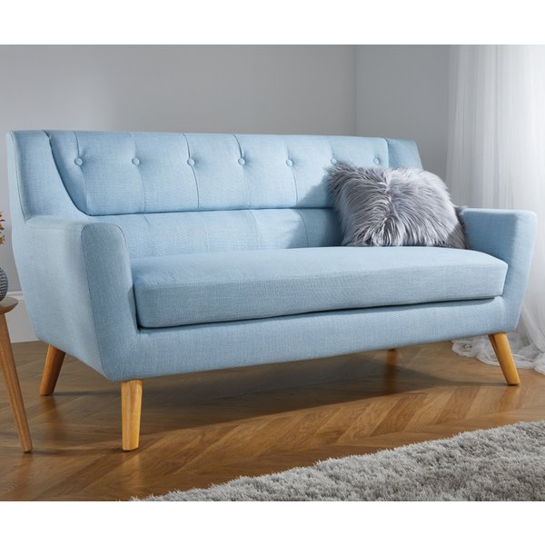 Lambeth 3 Seater Duck Egg Blue Fabric Sofa
