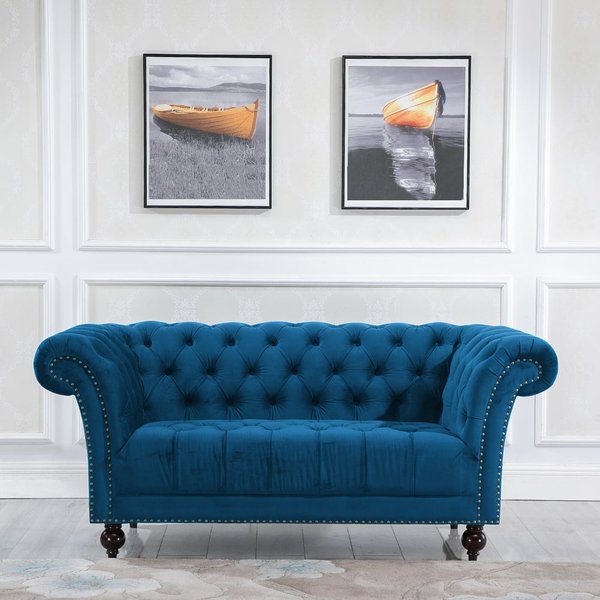 Chester Blue Fabric 2 Seater Sofa