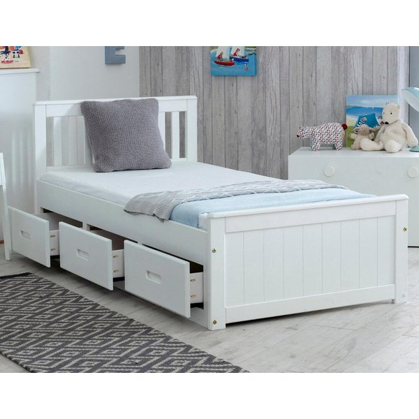 Mission White Wooden Storage Bed Frame - 4ft Small Double