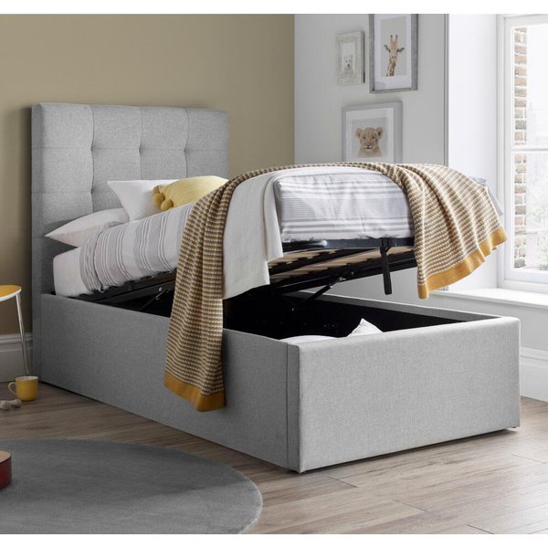 3FT Candy Grey Fabric Ottoman Bed Frame - 3ft Single