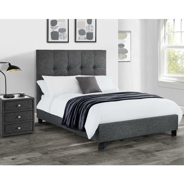 Sorrento Slate Grey Fabric Bed Frame - 6ft Super King Size
