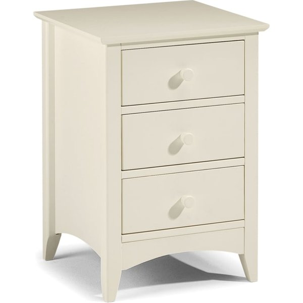 Cameo Stone White 3 Drawer Bedside Table