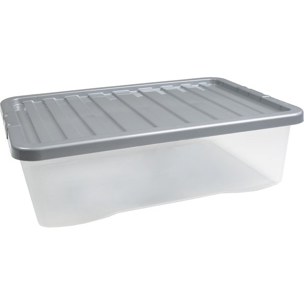 32L Silver Plastic Underbed Storage Box Silver