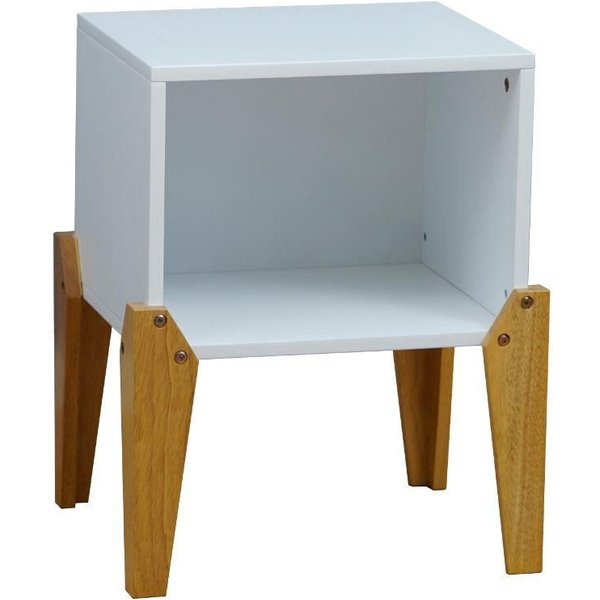 Solar Joybox White and Oak Wooden Bedside Table