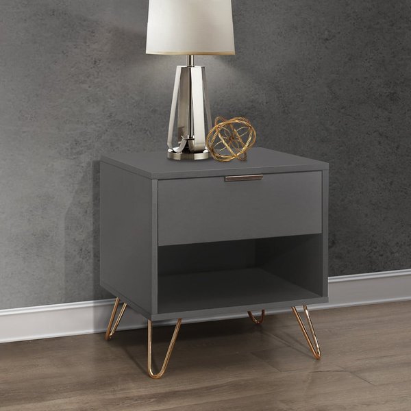 Arlo Charcoal Wooden 1 Drawer Bedside Table