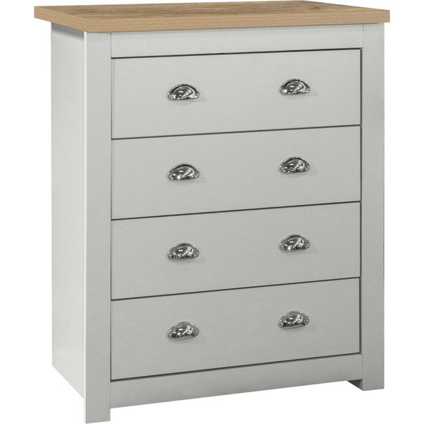 Highgate Grey and Oak Wooden 4 Drawer Chest